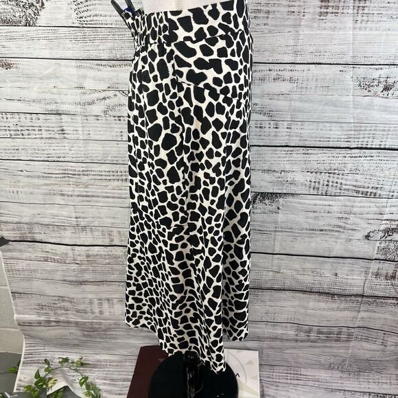 INC International Concepts Skirt sz 12 Black Ivory Giraffe High Low A Line Midi - Picture 10 of 12